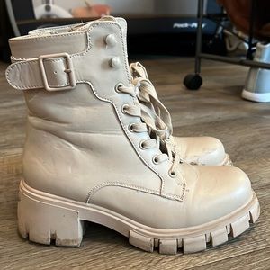 Tan Chunky Combat Boots
